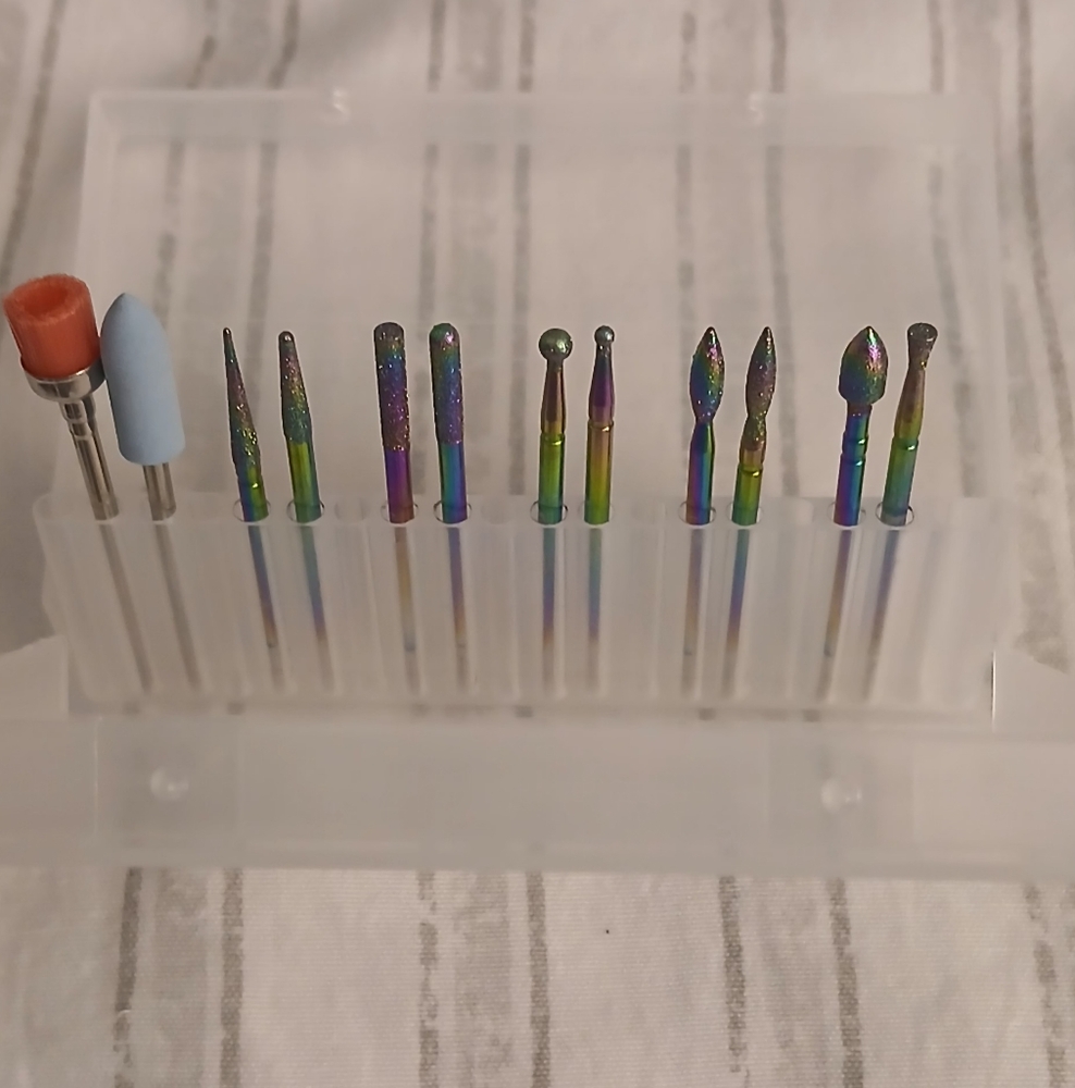 🌈 Rainbow Iridescent Nail Drill Bits Set